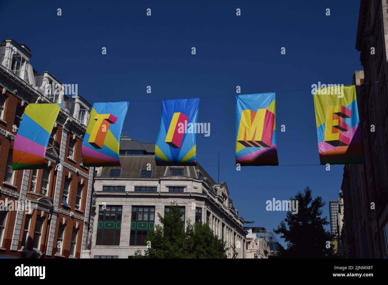 London, UK. 12th August 2022. A new art installation featuring flags ...