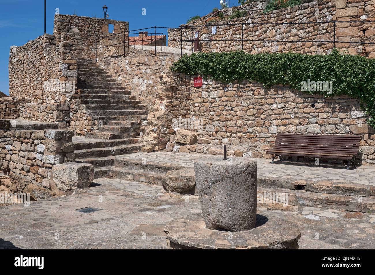 Mirador del Cinglet in the town of Culla, declared the most beautiful in Spain, Castellon, Spain, Europe Stock Photo