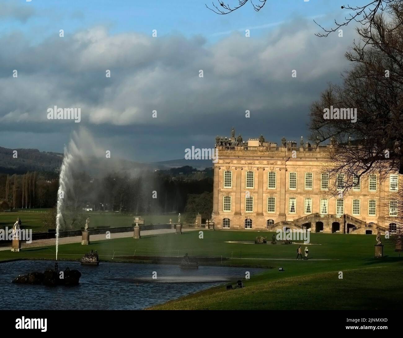 Chatsworth House in winter Stock Photo