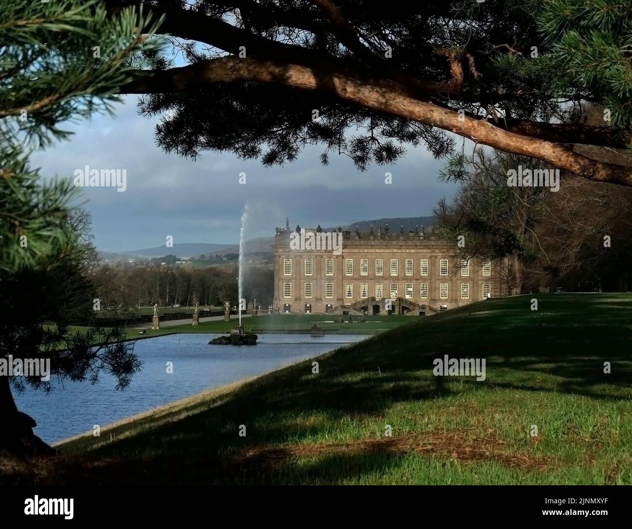 Chatsworth House in winter Stock Photo