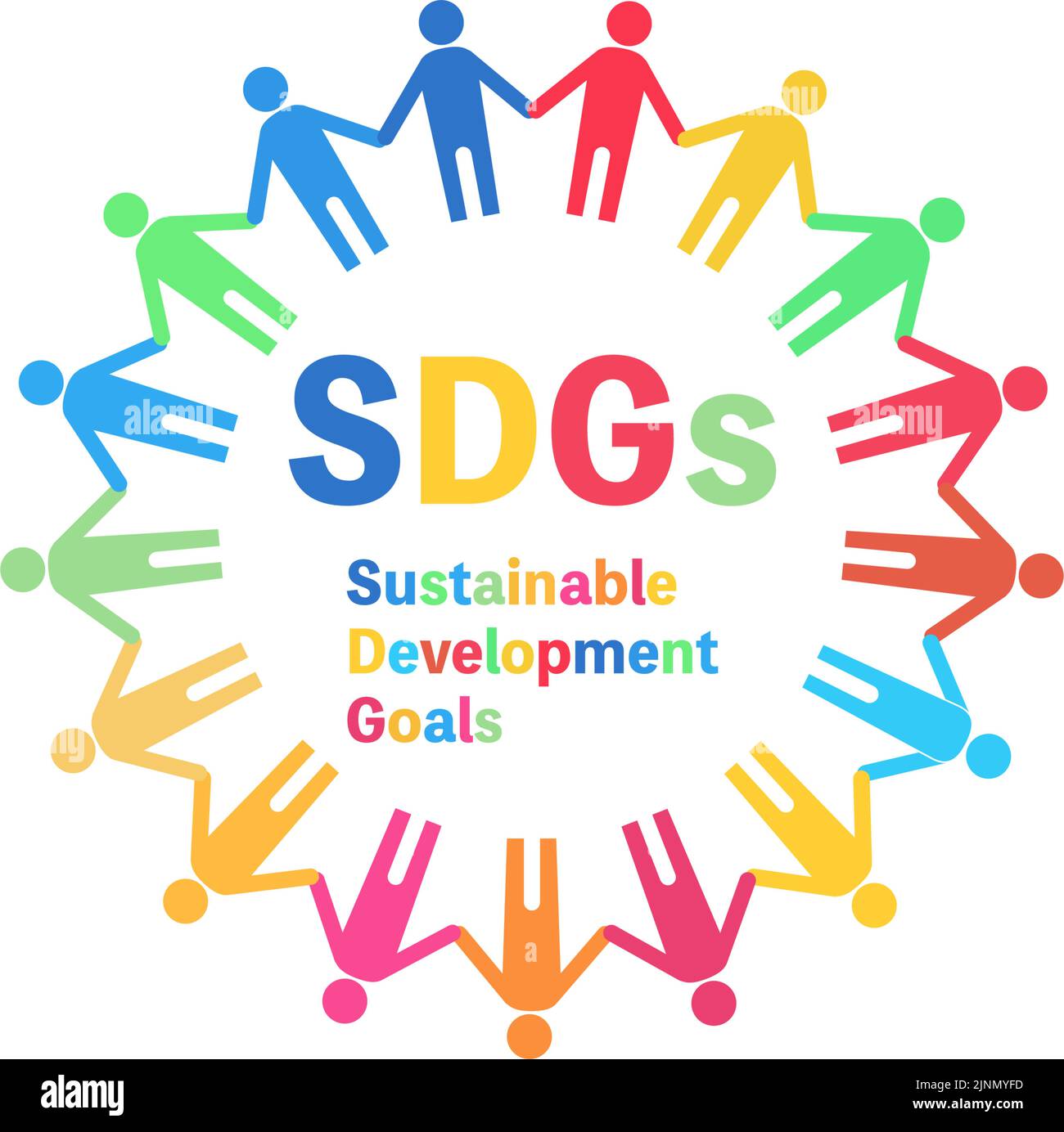 Logo Image Of Sdgs People Holding Hands With Text Stock Vector Image