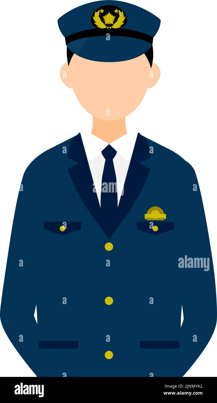 Young male police officer posing, Back hands folded Stock Vector