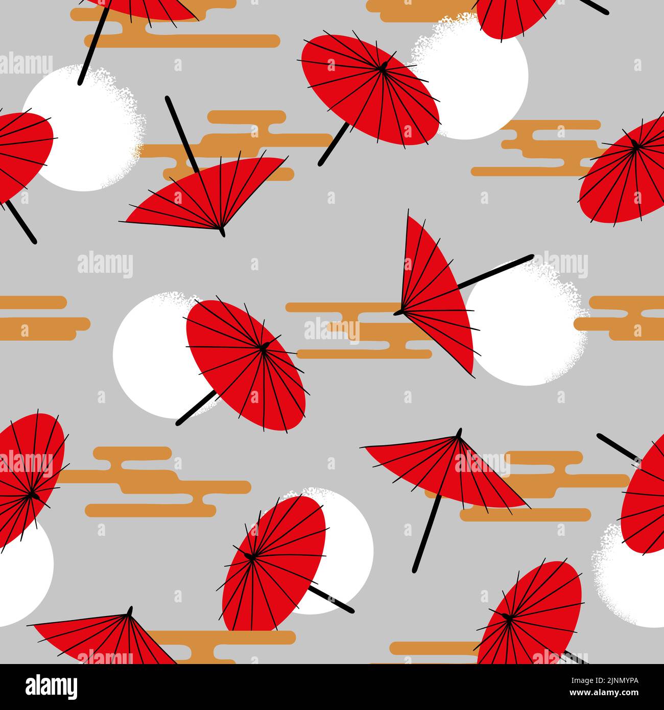 Seamless Japanese umbrella pattern. Vector asian Illustration Stock