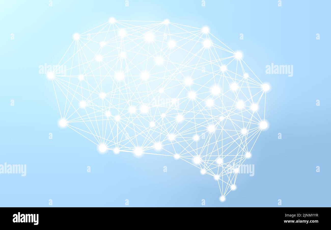 Abstract, technology image resembling a brain, pale light blue background Stock Vector