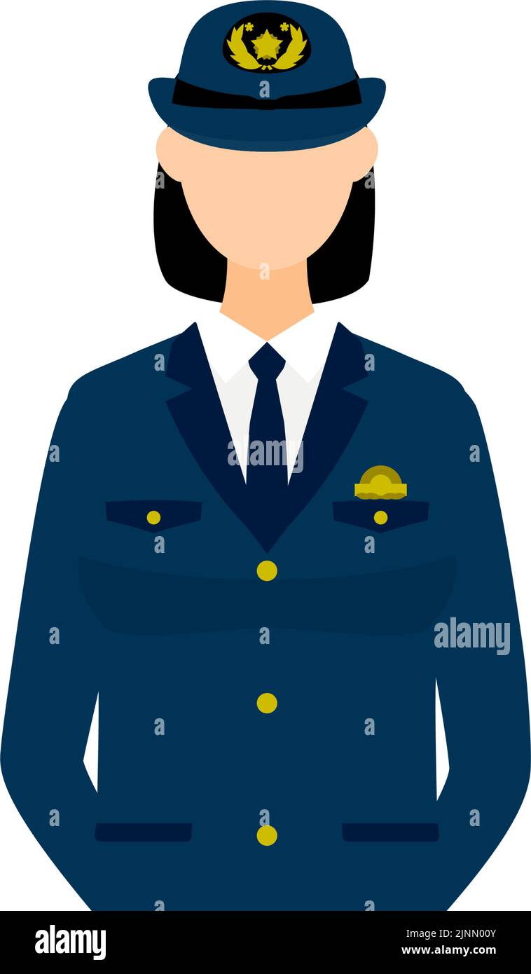 Young female police officer posing, Back hands folded Stock Vector