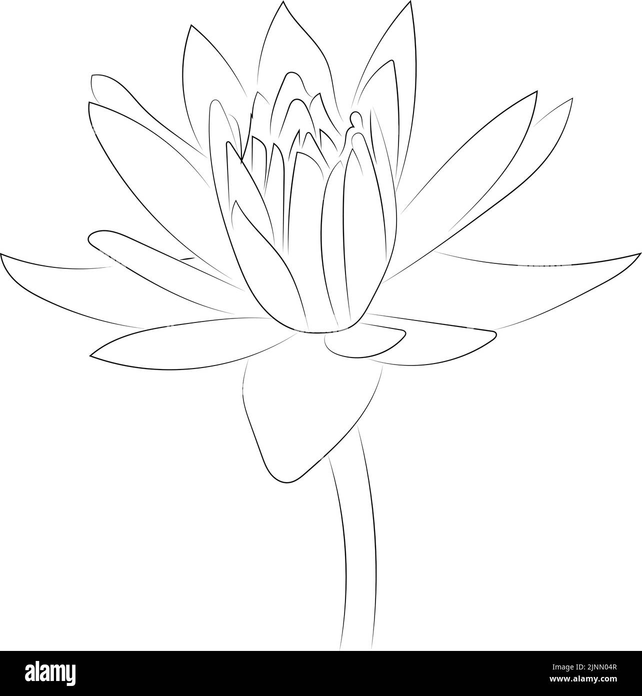 A simple black and white vector line pattern of a flower Stock Vector