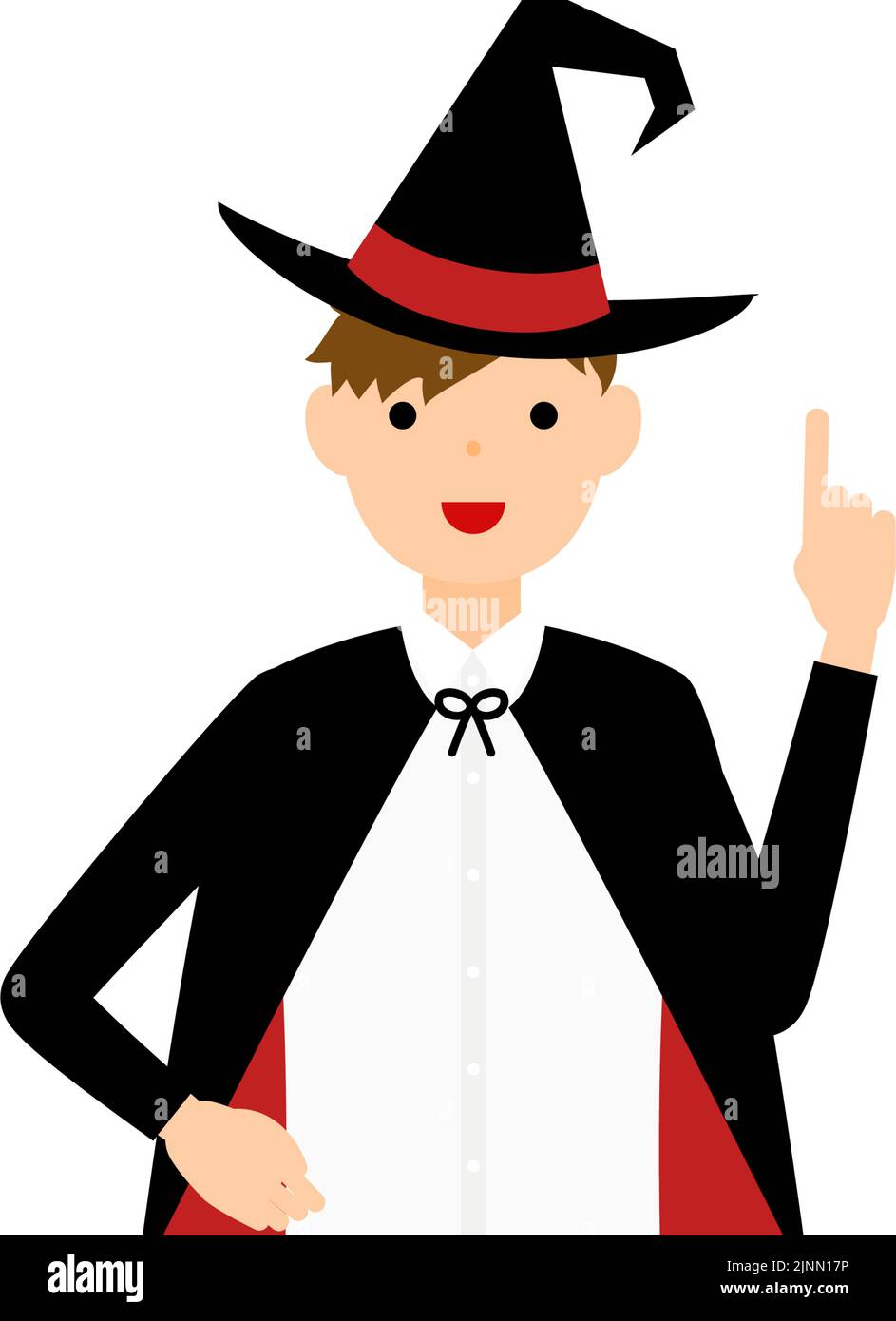 Halloween costume, boy in wizard costume pointing Stock Vector Image