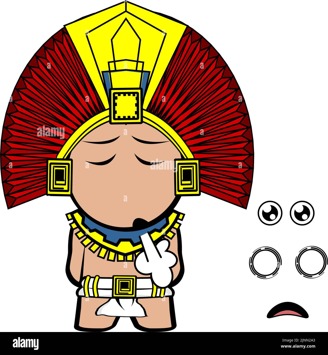 funny aztec kid mexican god cartoon set in vector format Stock Vector