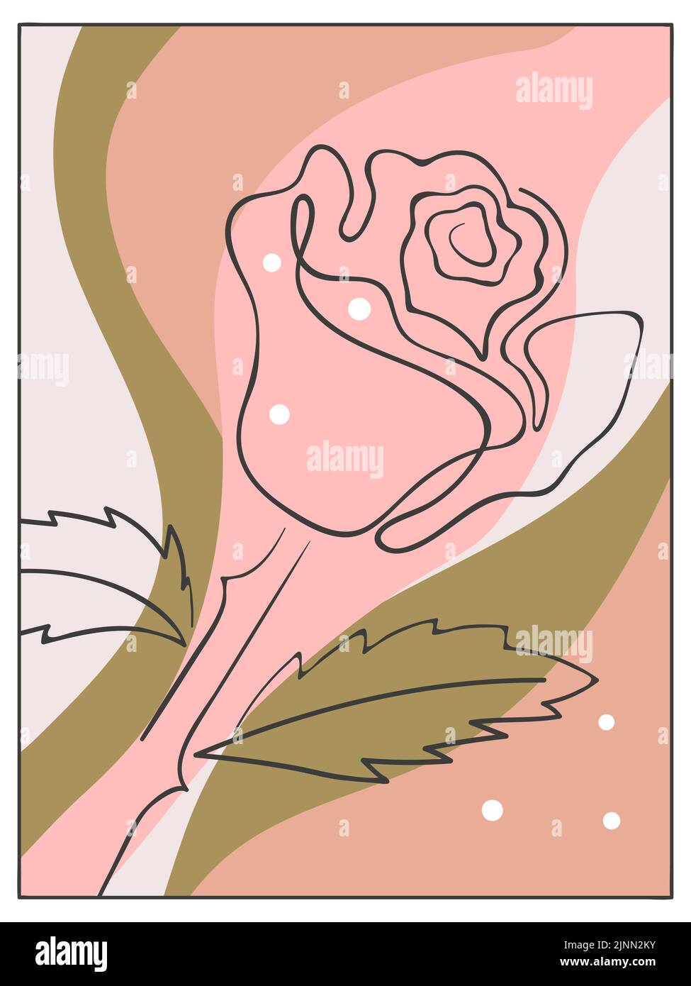 Minimal modern line art rose flower. Abstract floral poster. Wall art ...
