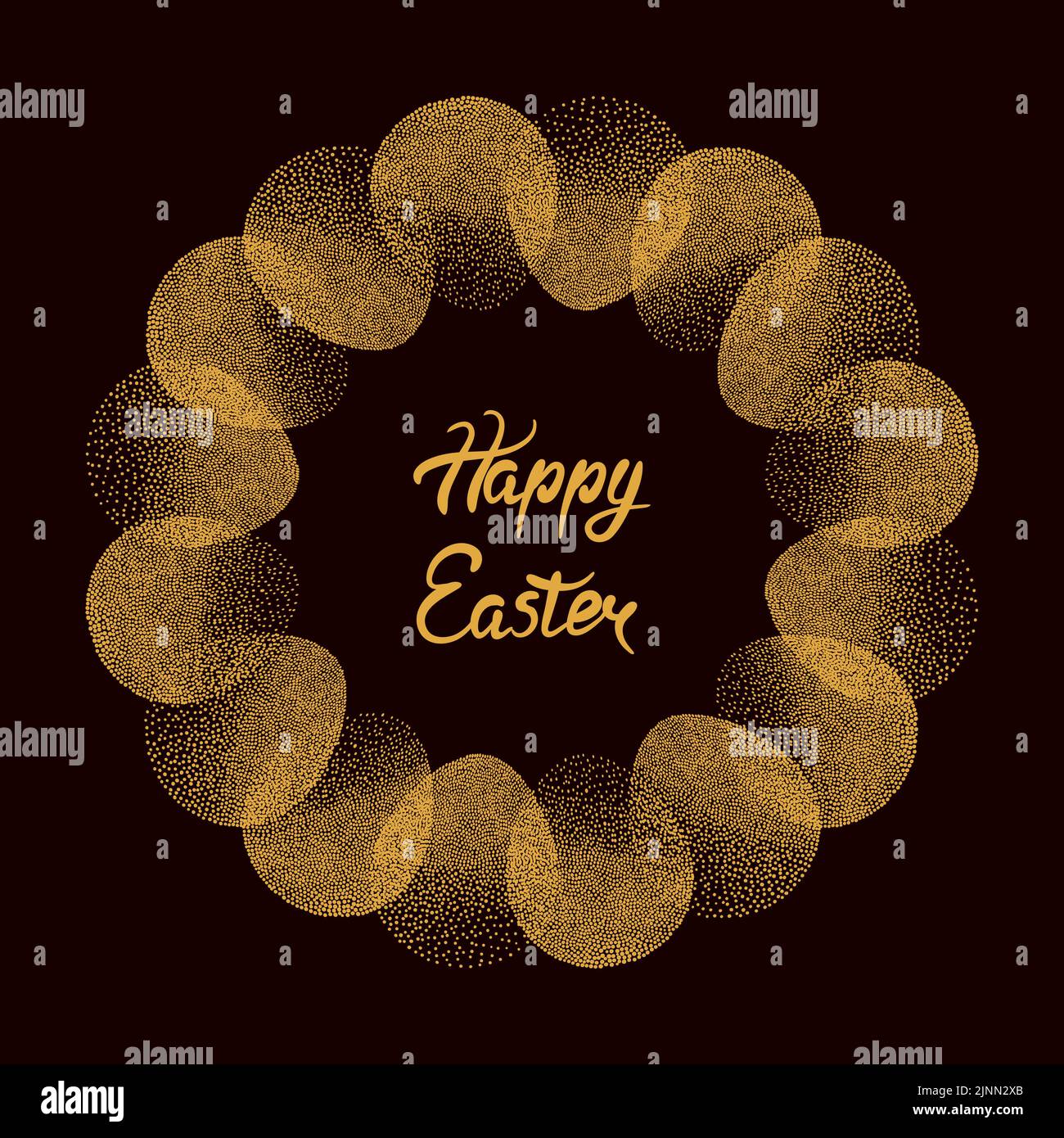 Happy Easter card design. Round frame with Easter eggs. Stock Vector
