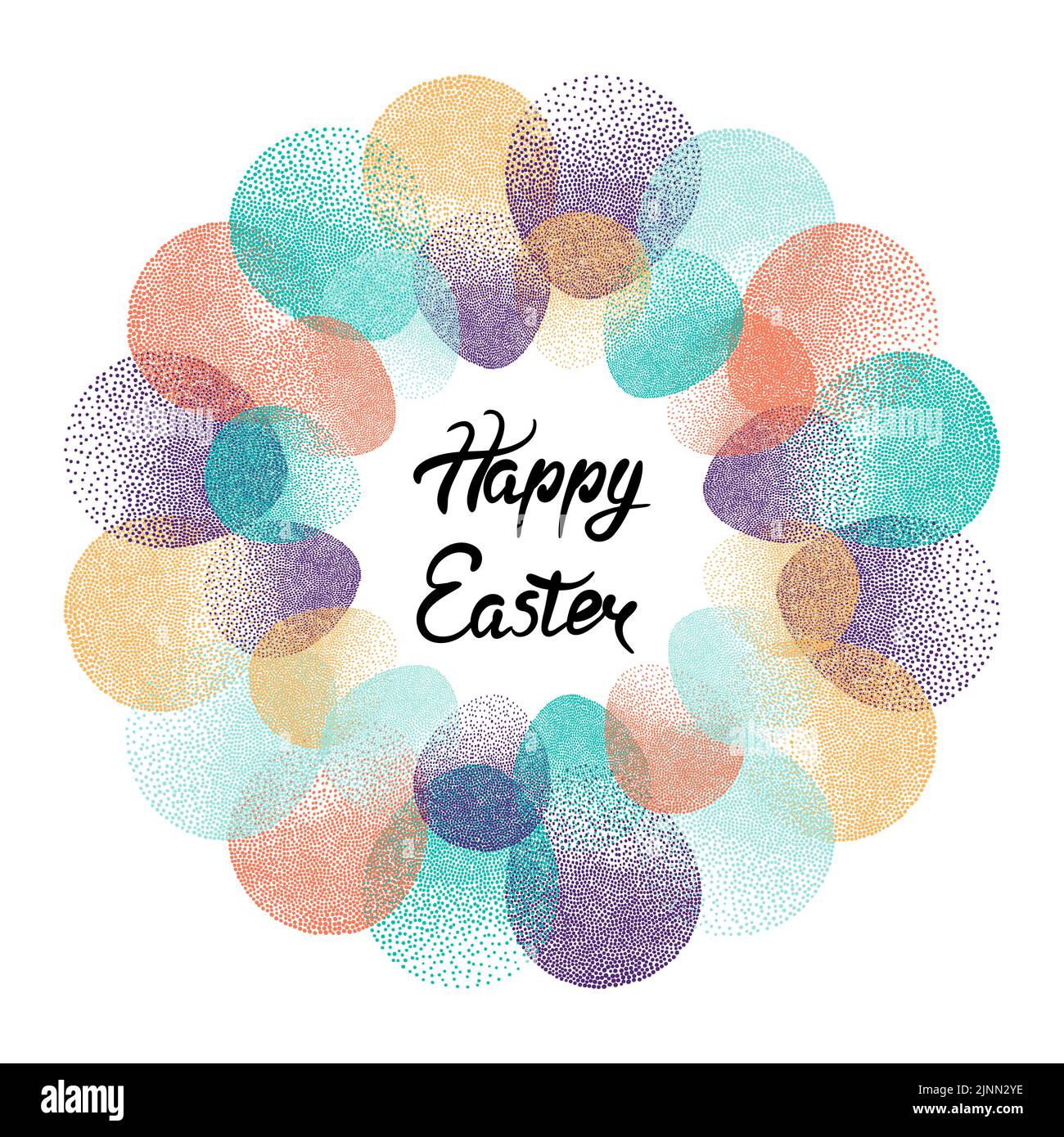 Happy Easter card design. Round frame with Easter eggs. Stock Vector