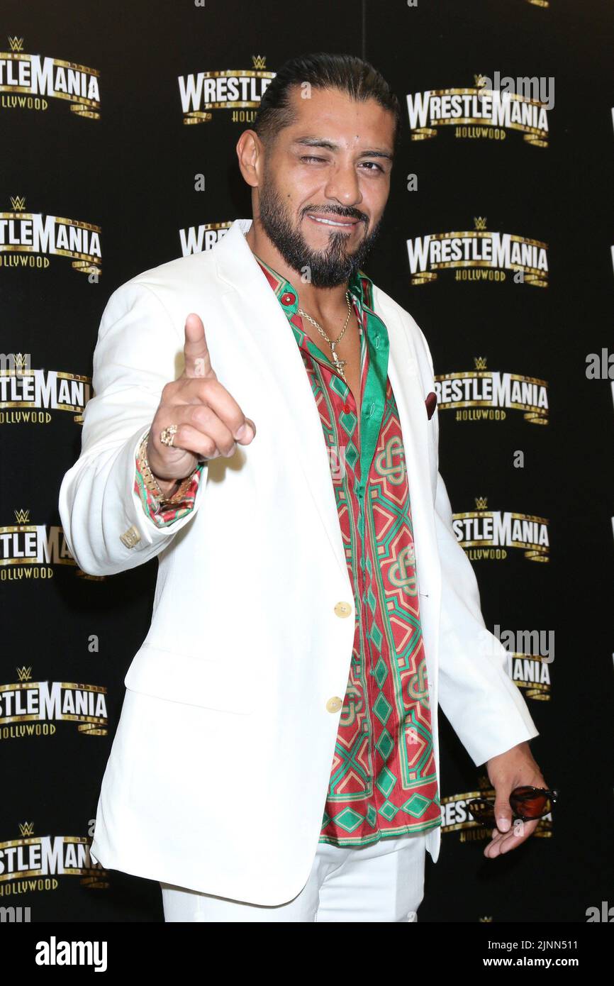 Inglewood, USA. 11th Aug, 2022. LOS ANGELES - AUG 11: Santos Escobar at the WrestleMania Launch Party at SoFi Stadium on August 11, 2022 in Los Angeles, CA at arrivals for WrestleMania's LA Launch Party, Sofi Stadium, Inglewood, CA August 11, 2022. Credit: Priscilla Grant/Everett Collection/Alamy Live News Stock Photo