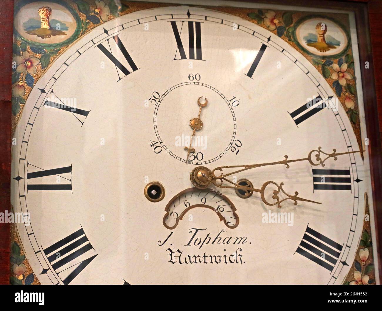 Topham Nantwich grandfather 8day longcase clock, with Roman numerals Stock Photo