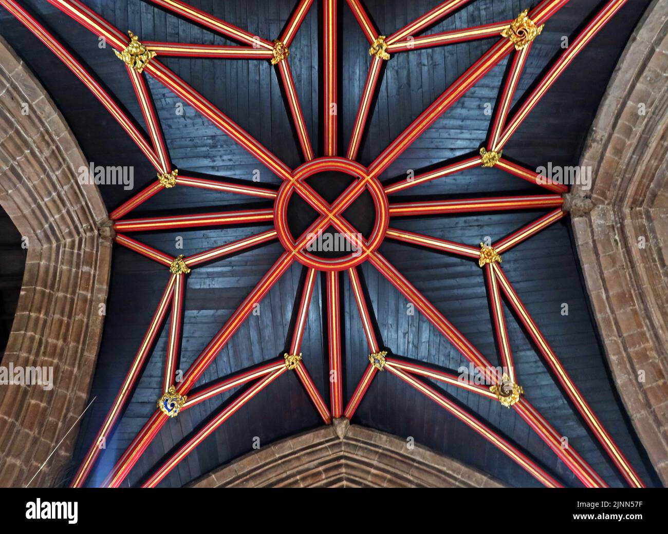 Ceiling design in St Mary's Church, Church Lane, Nantwich, Cheshire, England, UK,  CW5 5RQ Stock Photo
