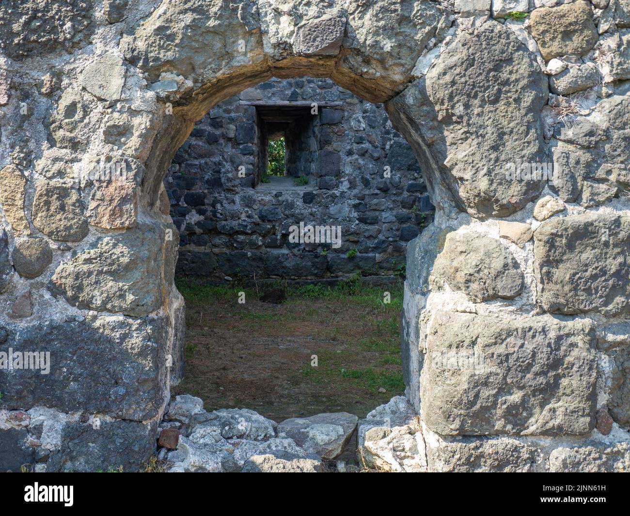 Remains of an old castle. Ancient fortifications made of stone. Museum