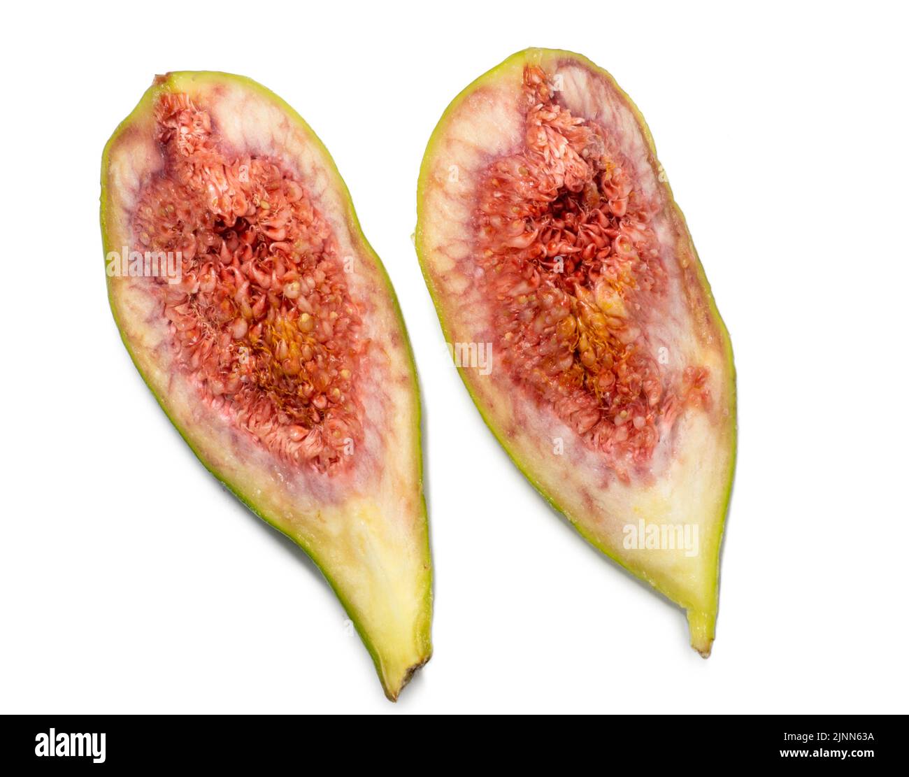 Pieces of chopped green figs. Juicy ripe fruit. Diet food. Fig isolate