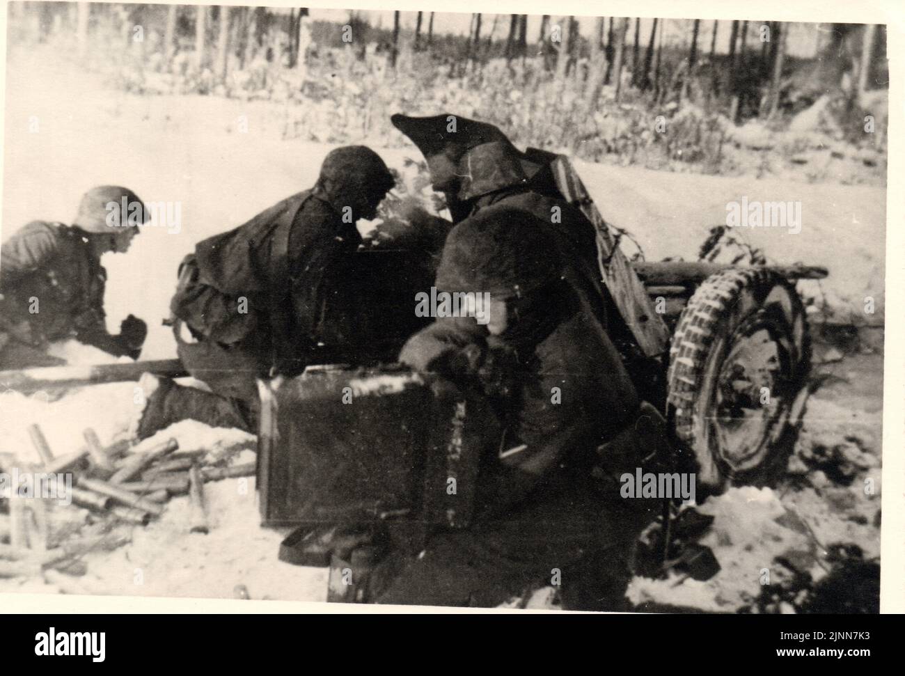 World War Two B&W photo German Soldiers of an SS Unit operate a 37mm ...