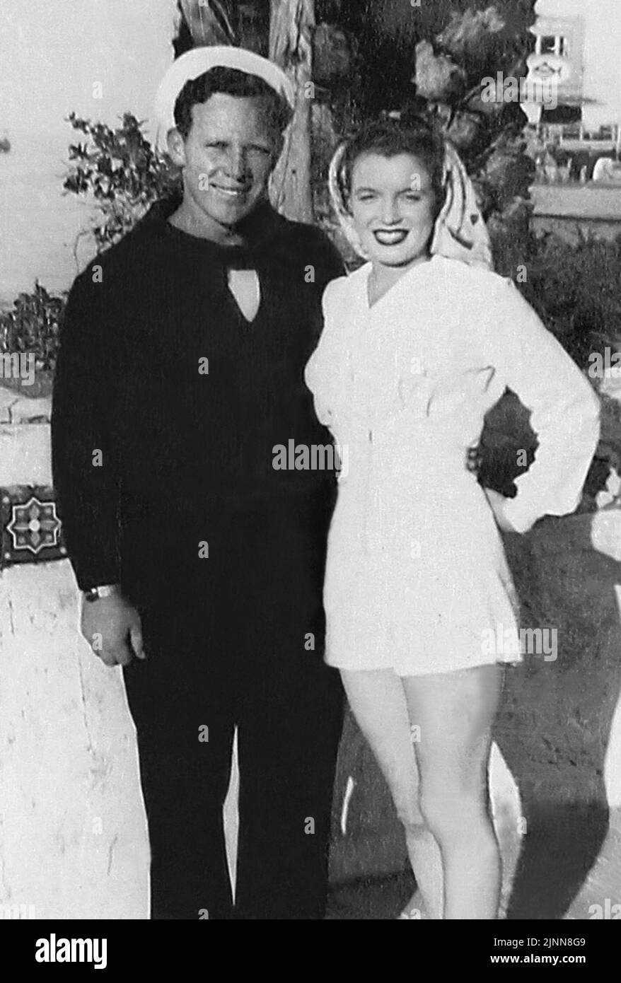 Marylin Monroe with her first husband James Dougherty Stock Photo