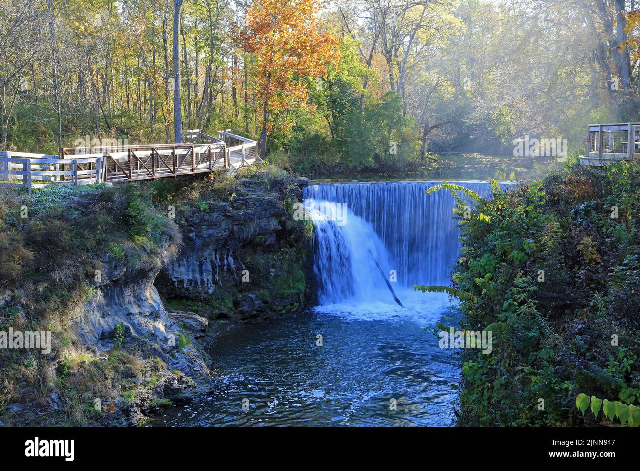Landscape with waterfalls - Cedar Cliff Falls - Ohio Stock Photo