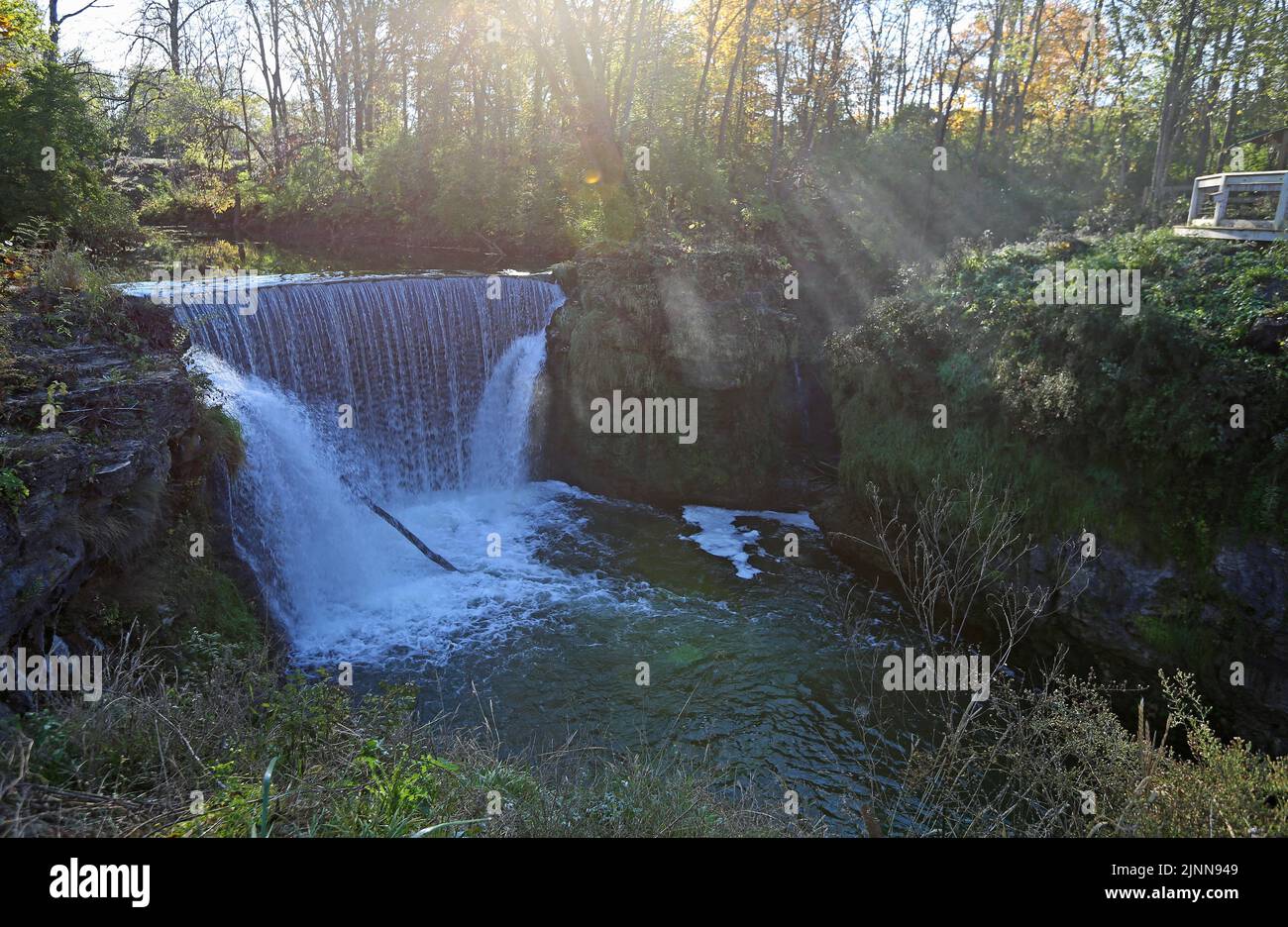Waterfalls and the light - Cedar Cliff Falls - Ohio Stock Photo
