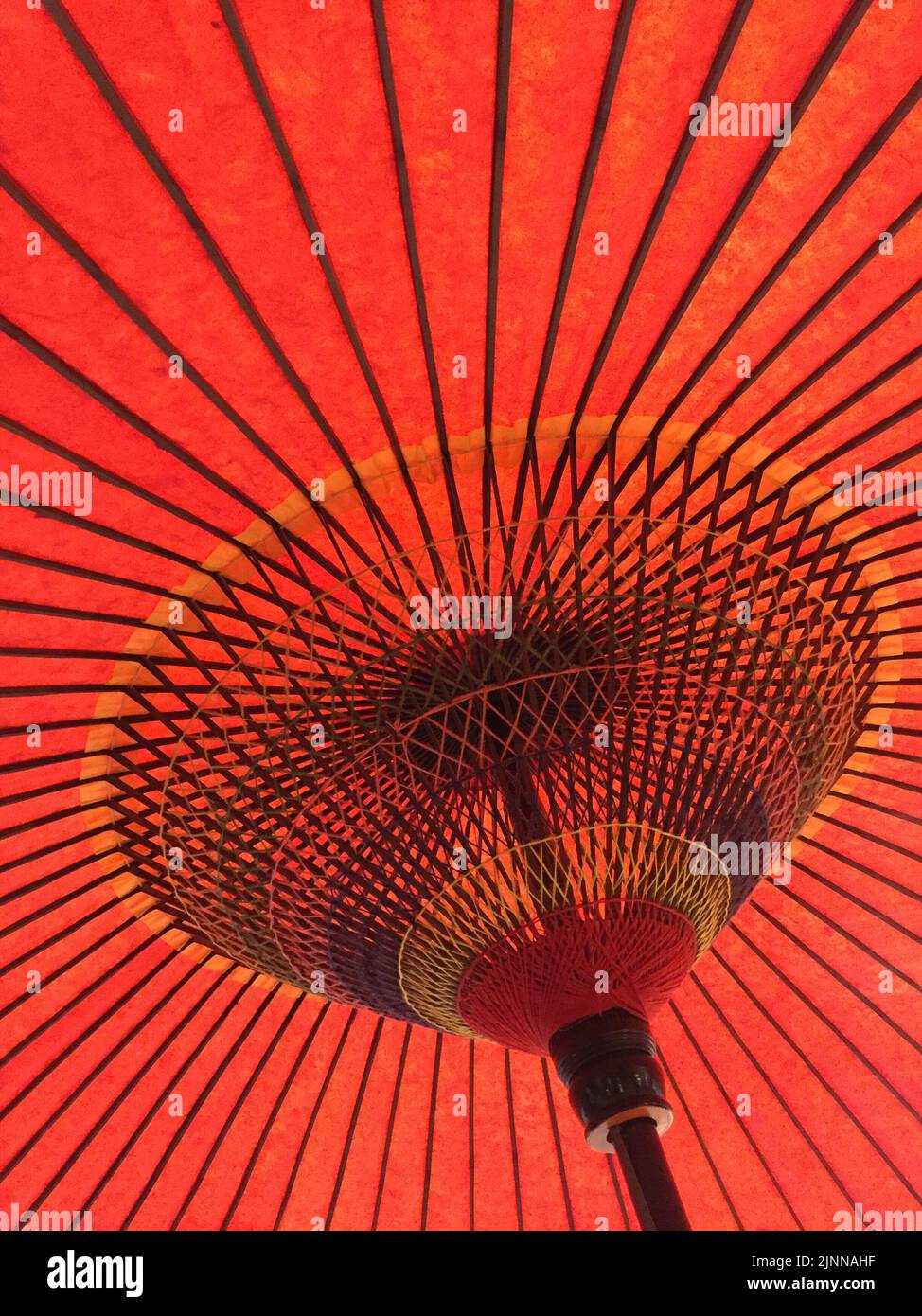 Large red Japanese paper umbrella Stock Photo Alamy