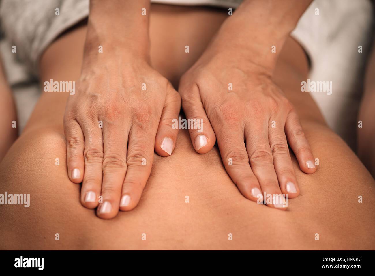 Deep tissue back massage Stock Photo