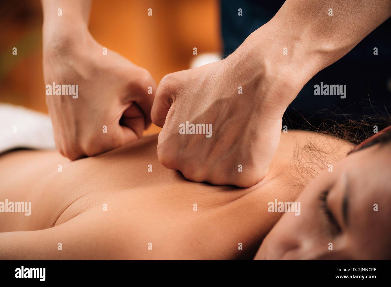 Deep tissue massage Stock Photo
