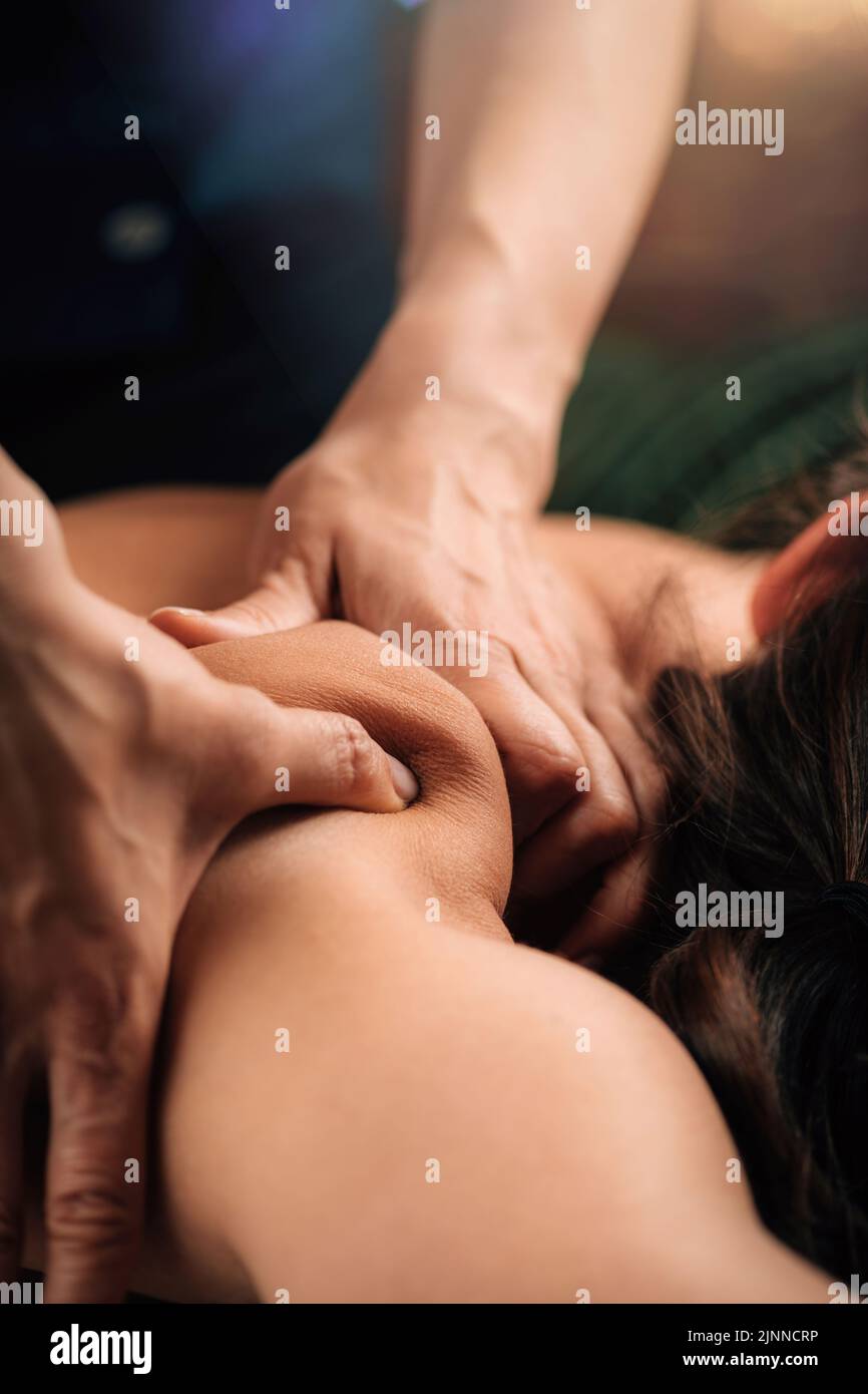 Deep tissue massage Stock Photo
