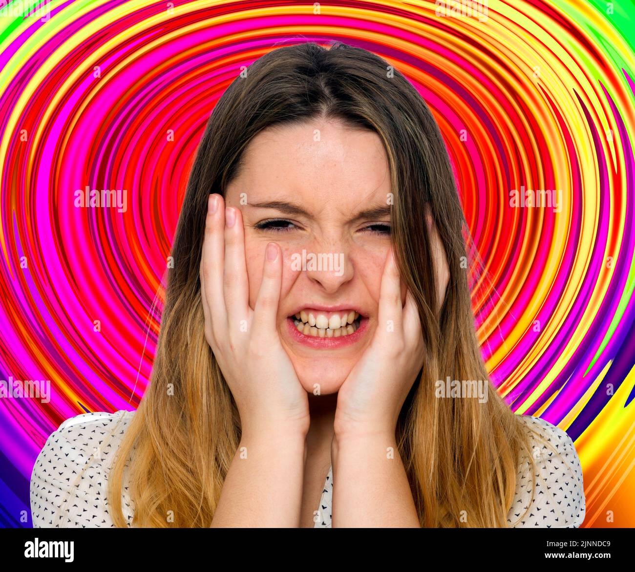 Stressed woman, composite image Stock Photo