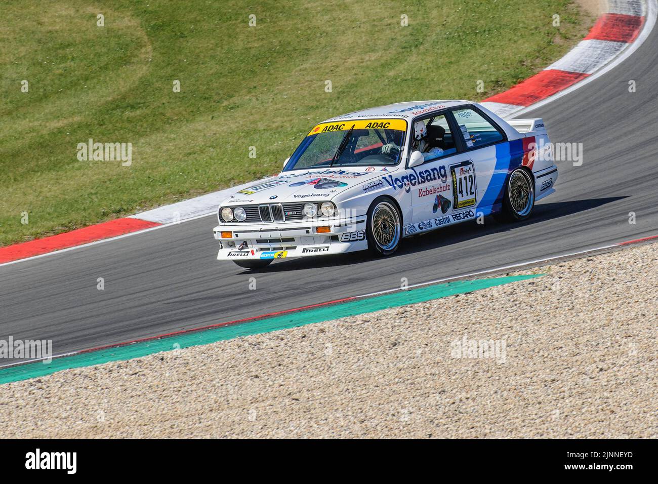 Historic race car BMW M3 at car racing for classic cars Youngtimer Classic Cars 24-hour race 24h race, Nuerburgring race track, Nuerburg, Eifel Stock Photo