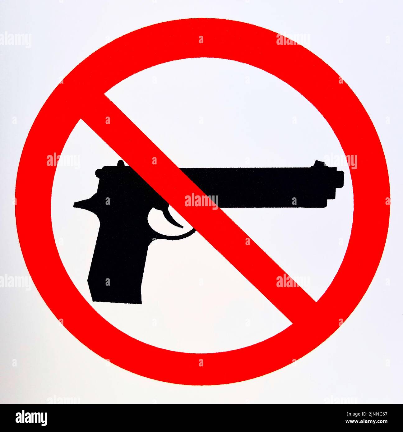 Firearms prohibited sign illustration on a white background. Gun control conceptual image. Stock Photo