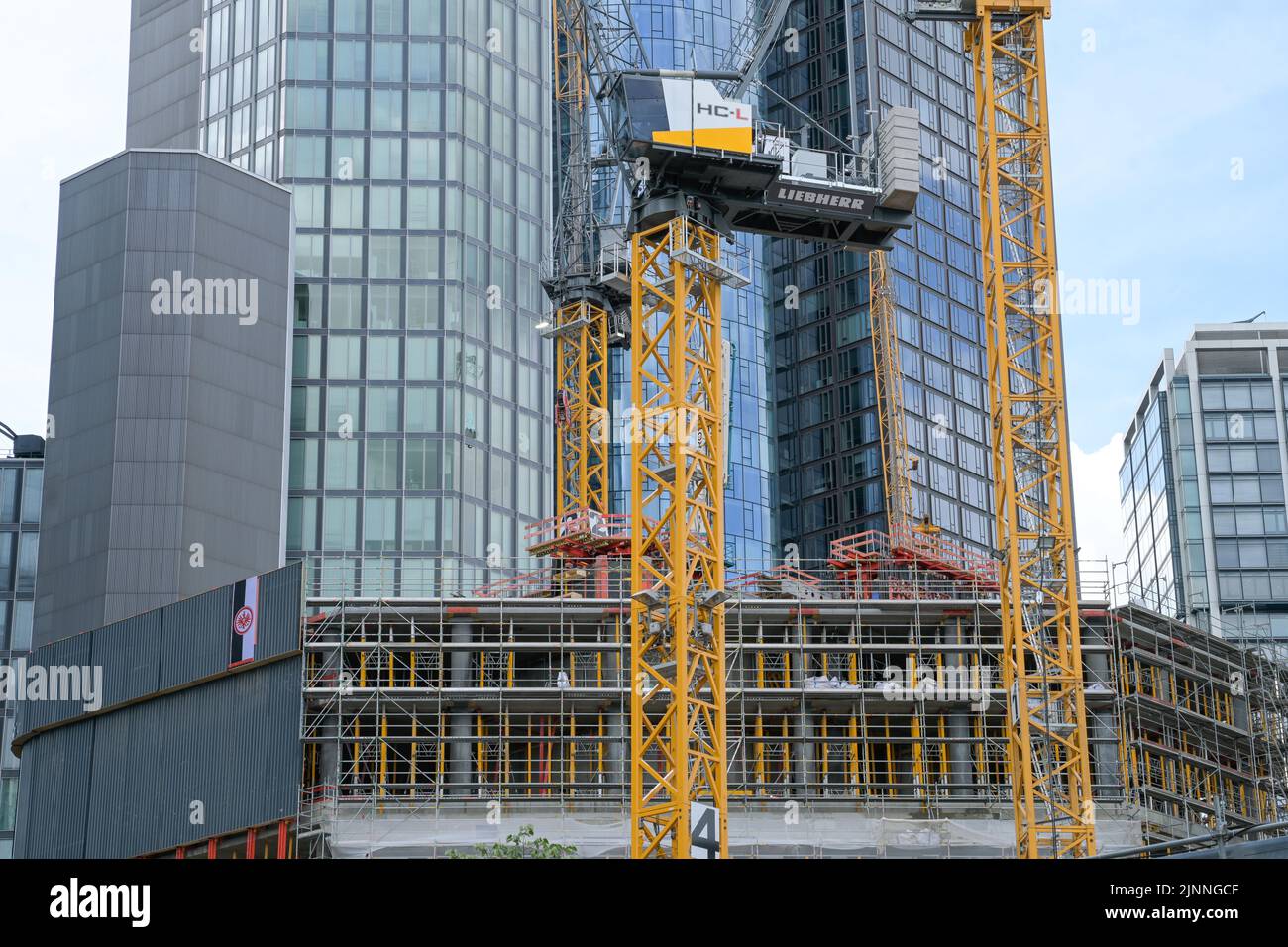 New construction Four Frankfurt, Grosse Gallusstrasse, banking district, Frankfurt am Main, Hesse, Germany Stock Photo