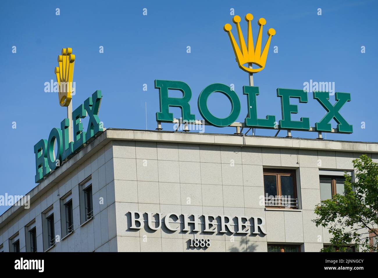 Advertising Rolex watches, Rossmarkt, Frankfurt am Main, Hesse, Germany Stock Photo
