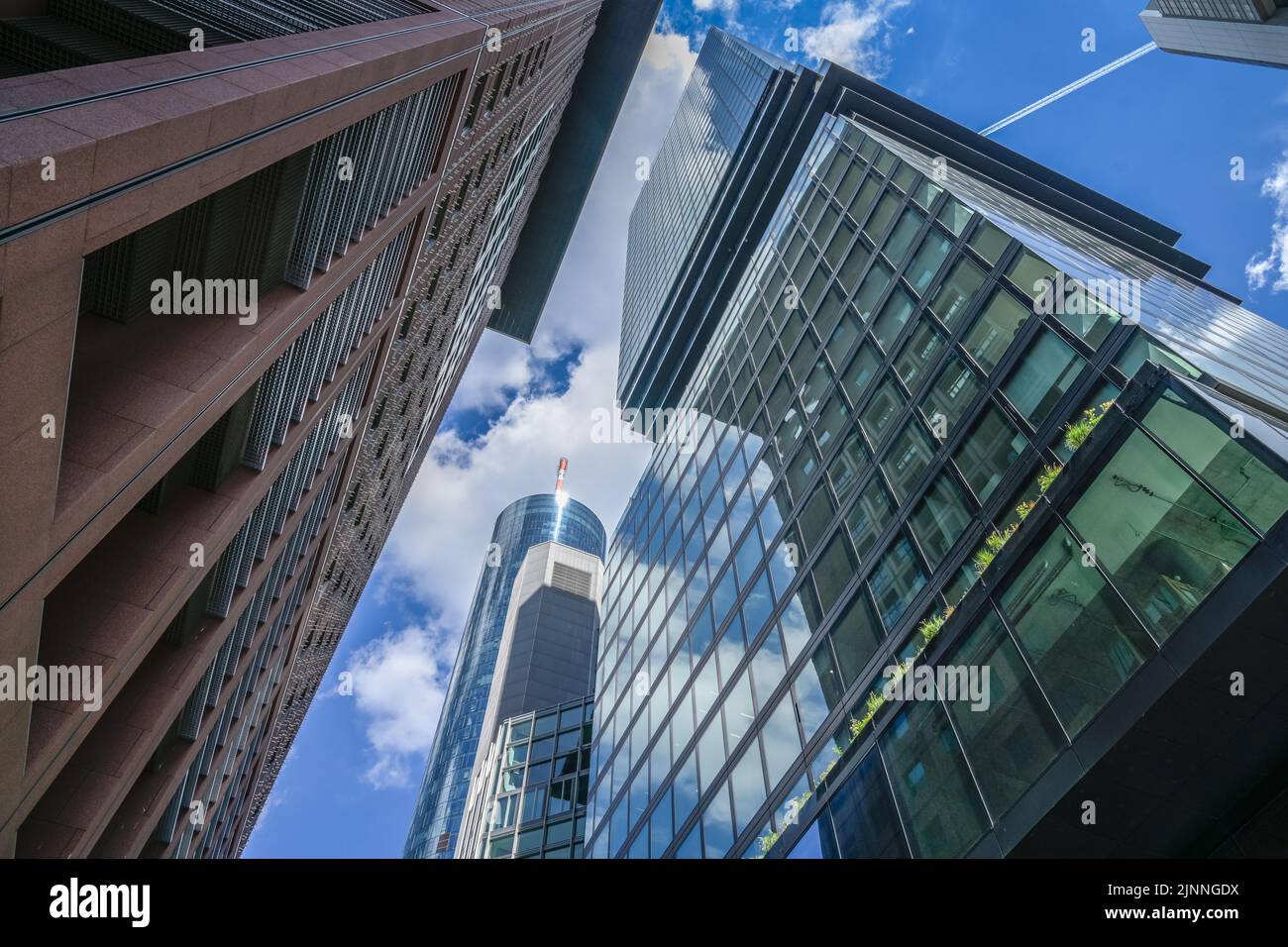 Skyscrapers, Omniturm, Taunustor, banking district, Grosse Gallusstrasse, Frankfurt am Main, Hesse, Germany Stock Photo
