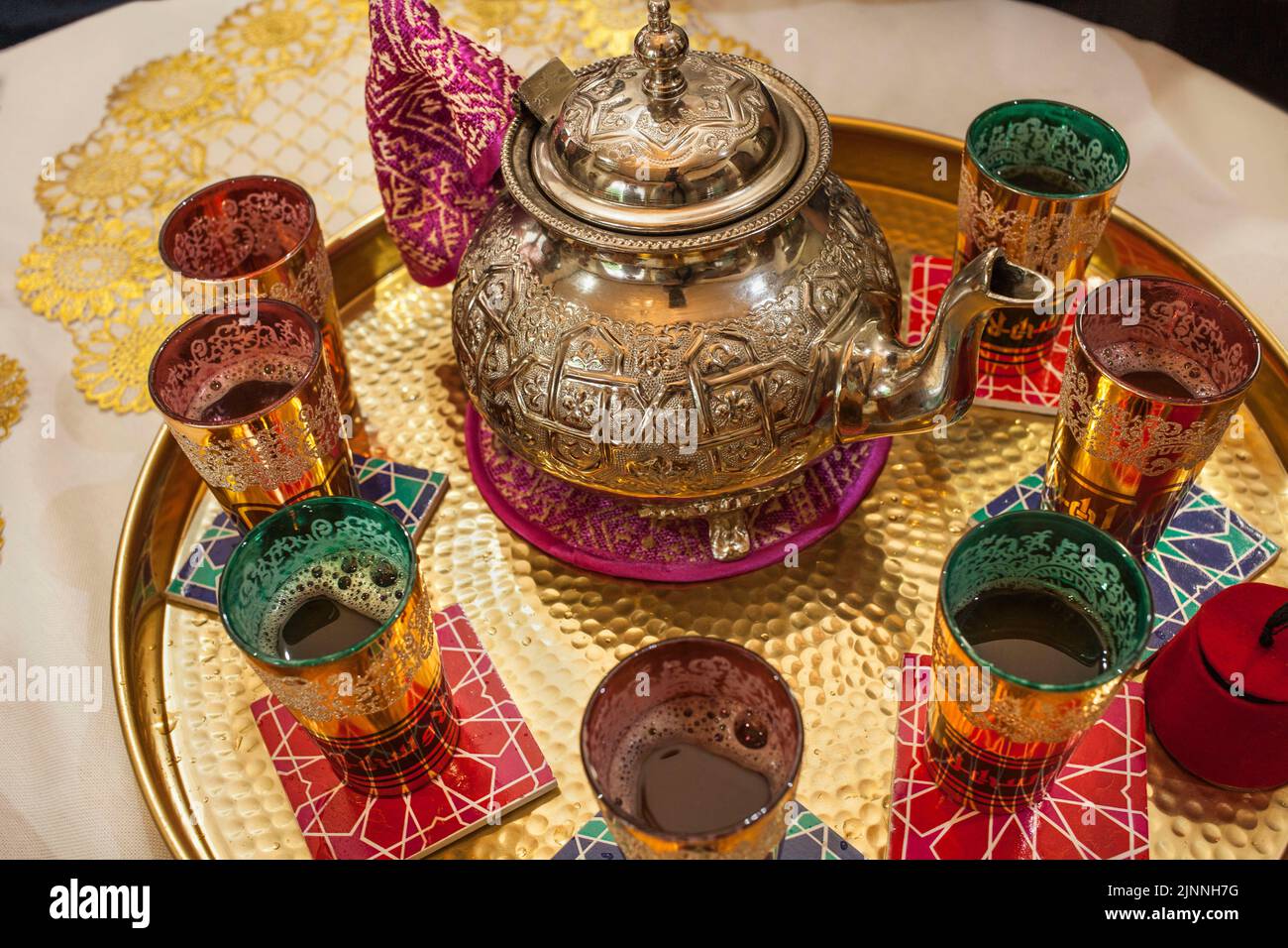 Mint Tea set at Moroccan cooking class, Tokyo, Japan Stock Photo Alamy