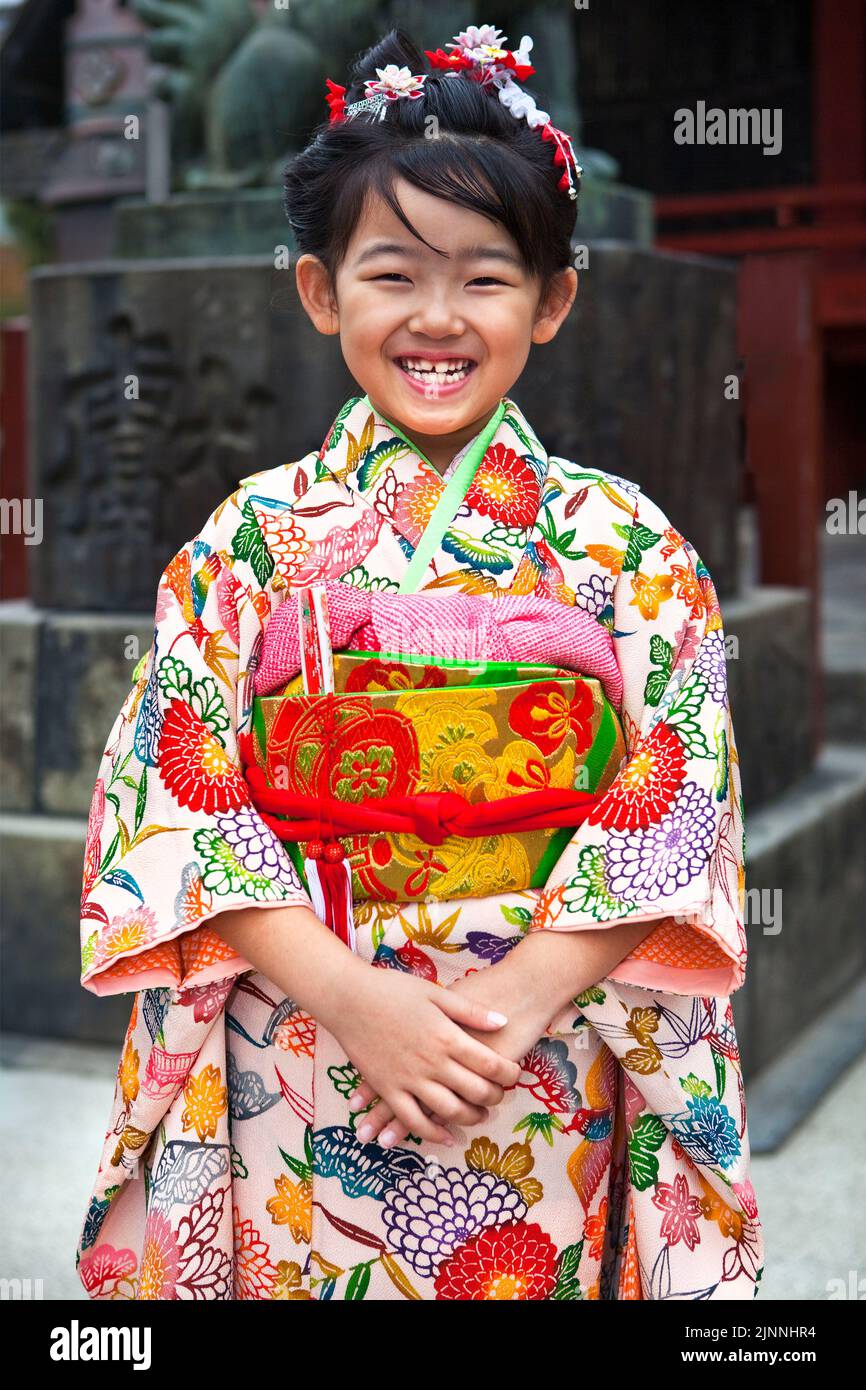 Young girl Shichi go san Festival Asakusa Shrine Tokyo Japan Stock ...