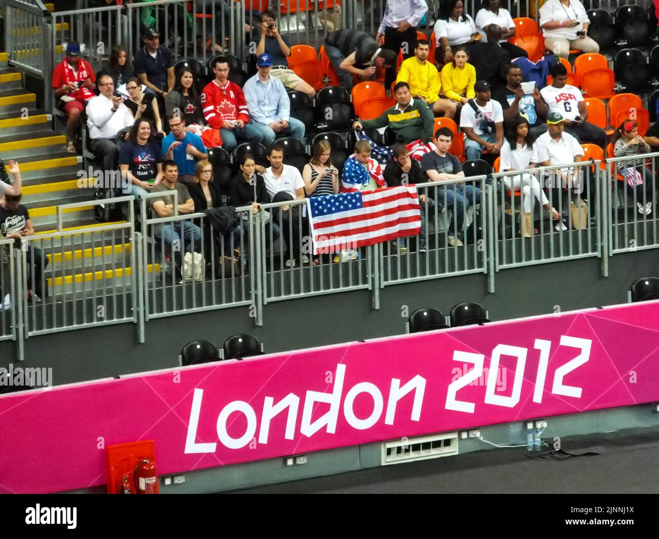 Fans watching an event at the 2012 Summer Olympics in London, England, UK. Stock Photo