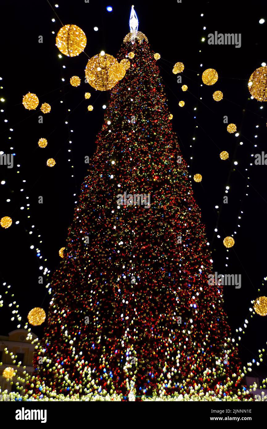 2022 Main Christmas tree of Ukraine lit up in Kyiv Ukraine Stock Photo