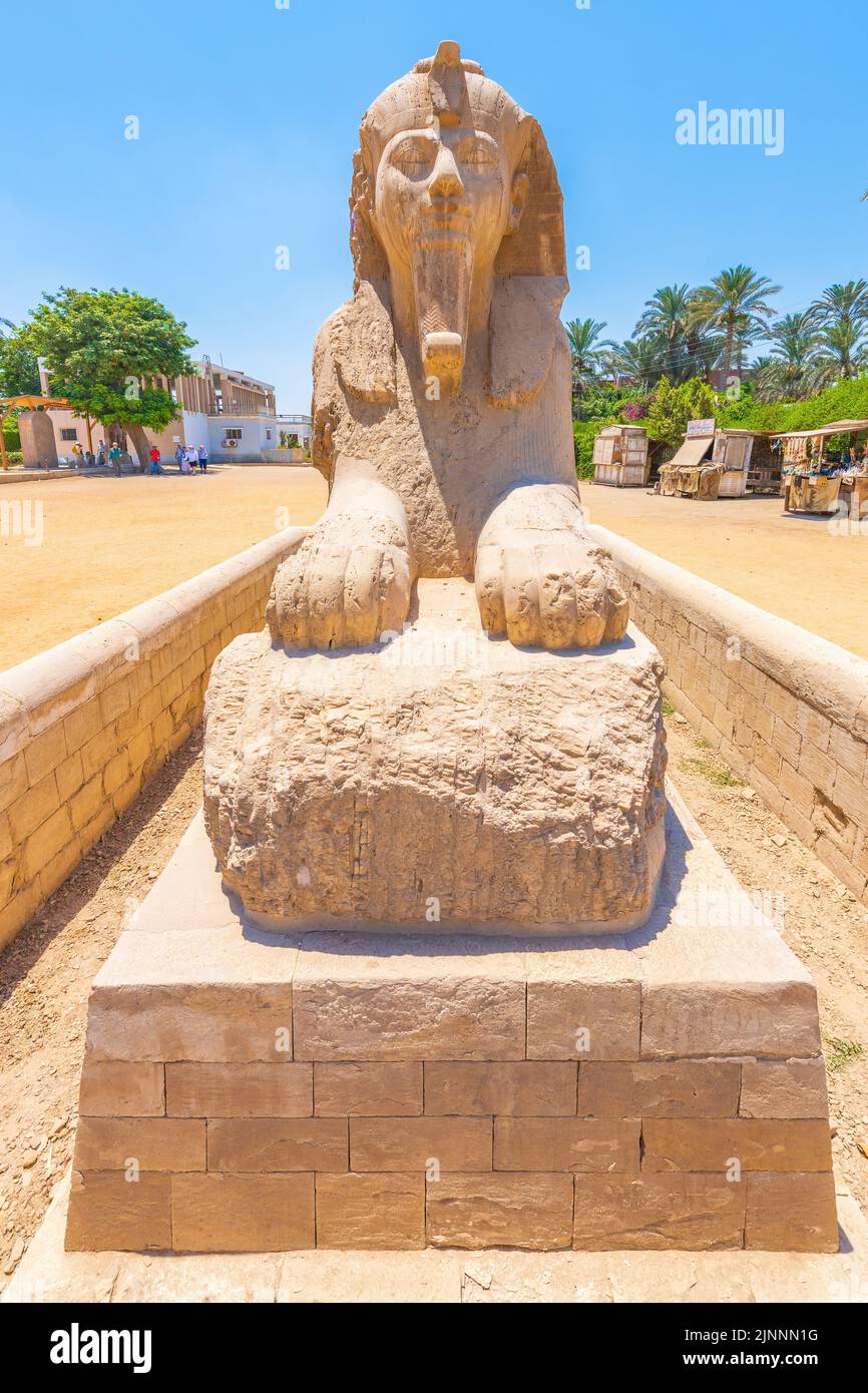 Alabaster Sphinx, Memphis, Egypt. Stock Photo