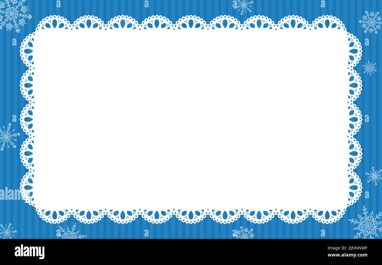 Lace Paper and Snowflake Frame Background Stock Vector