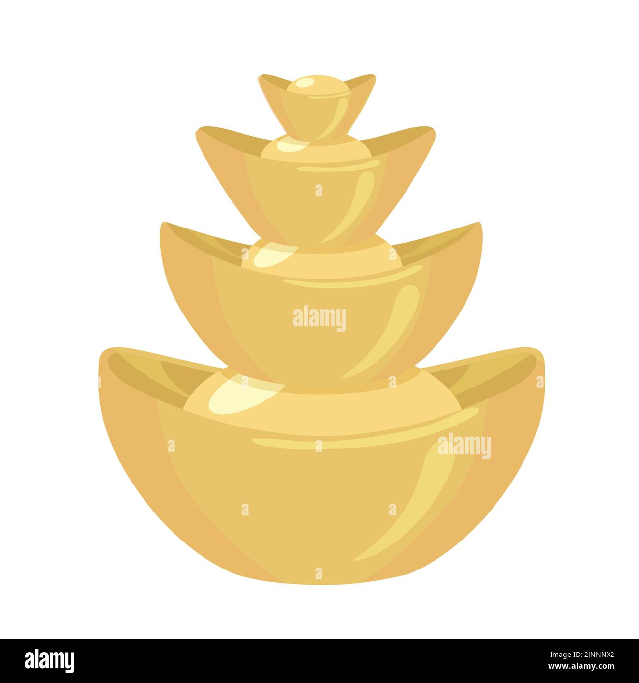 Piled up chinese gold ingots sycees yuanbao. Pile of different sizes of yuanbao sycees for Chinese New year as symbol of prosperity, lunar new year. Stock Vector