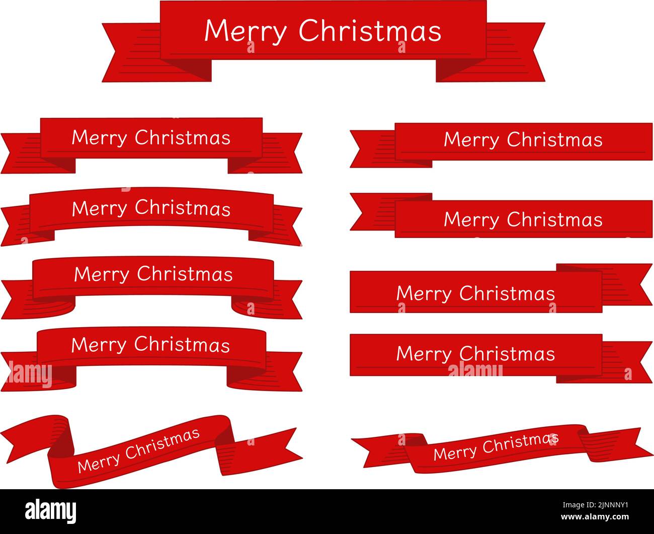 Wrapping ribbon set with Merry Christmas text, simple red Stock Vector ...