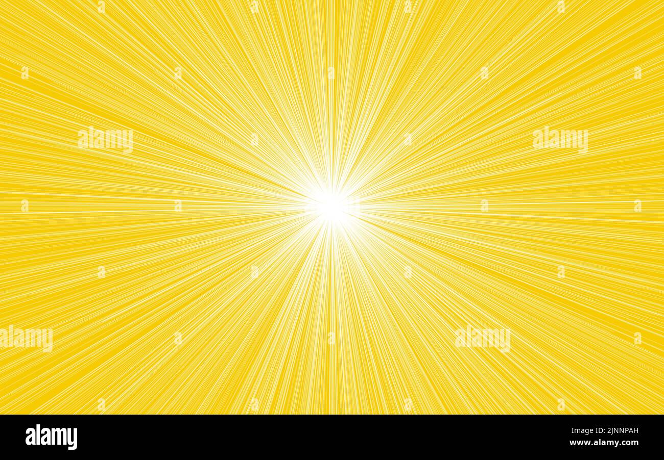Abstract background, yellow with white effect lines radiating from the center (high density) Stock Vector