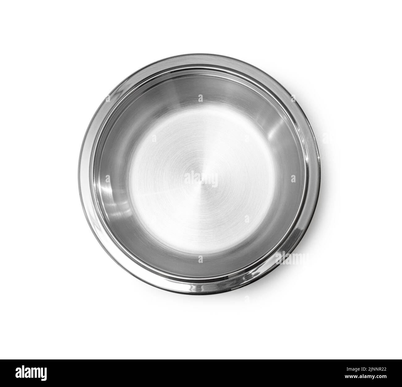Empty steel bowl top view, isolated on white background ,with clipping