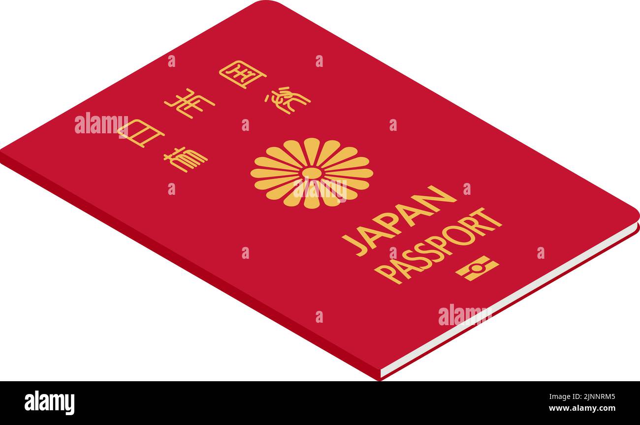 Japanese Passport, General Travel Document Red Isometric Translation