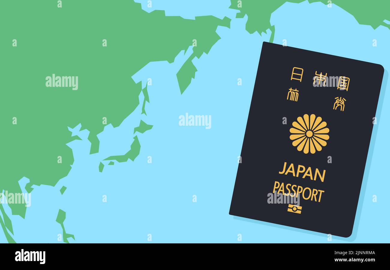 World Map around Japan and Japanese Passports, General Travel Documents