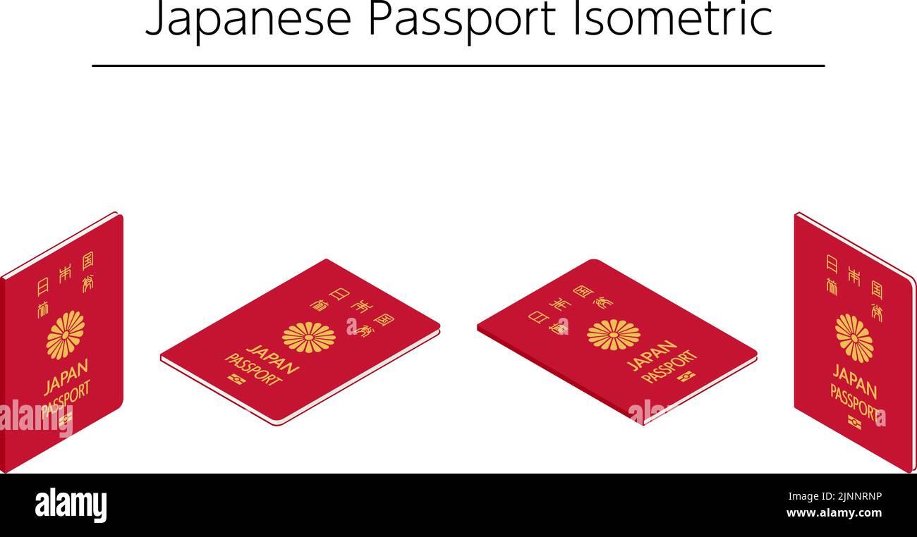Japanese Passport, General Travel Document Red Isometric Translation