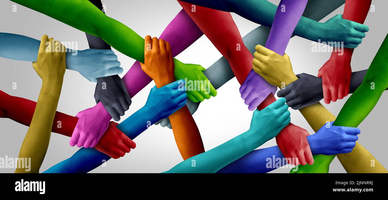 Diverse Employee inclusion and united workers in the workplace as diverse people working together in society for tolerance and respect. Stock Photo