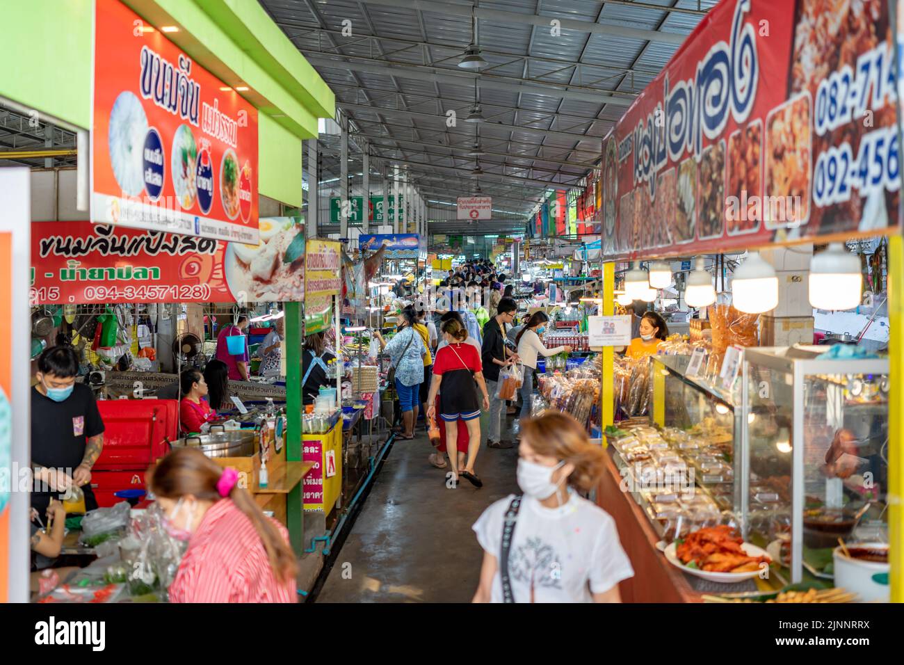 Chonburi Province, Thailand 20 Nov 2020, Asian Local People walk around "Angsila fish market