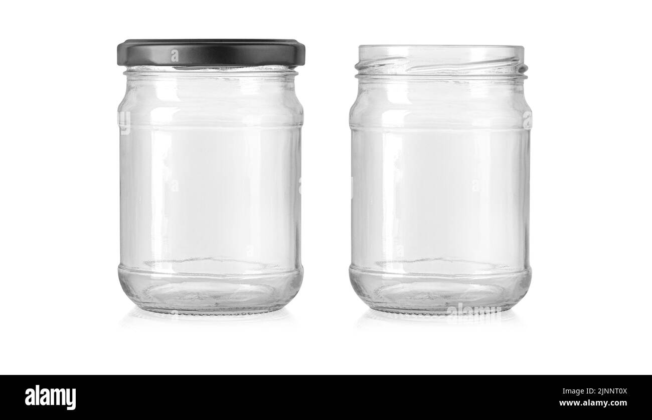 empty glass jar with a screw thread isolated on a white background with clipping path Stock Photo